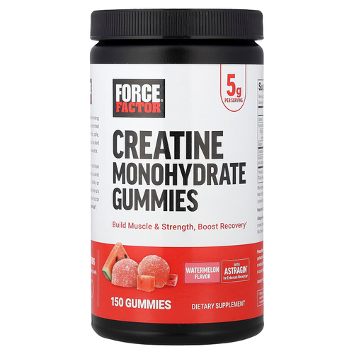 Force Factor, жевательный моногидрат креатина, со вкусом арбуза, 150 жевательных таблеток