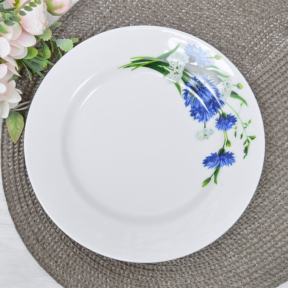 Тарелка 200мм мелкая форма Идиллия Васильки