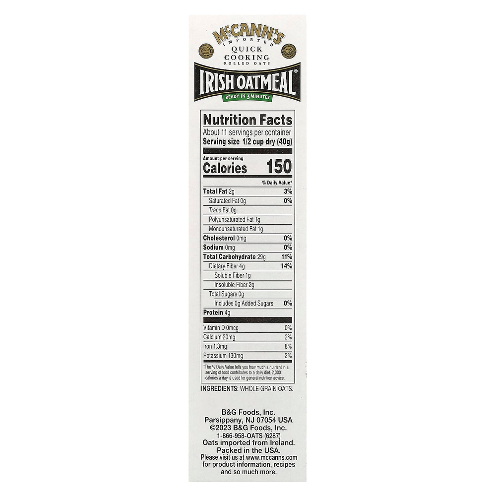 McCann's Irish Oatmeal, Овсяные хлопья быстрого приготовления, 453 г (16 унций)