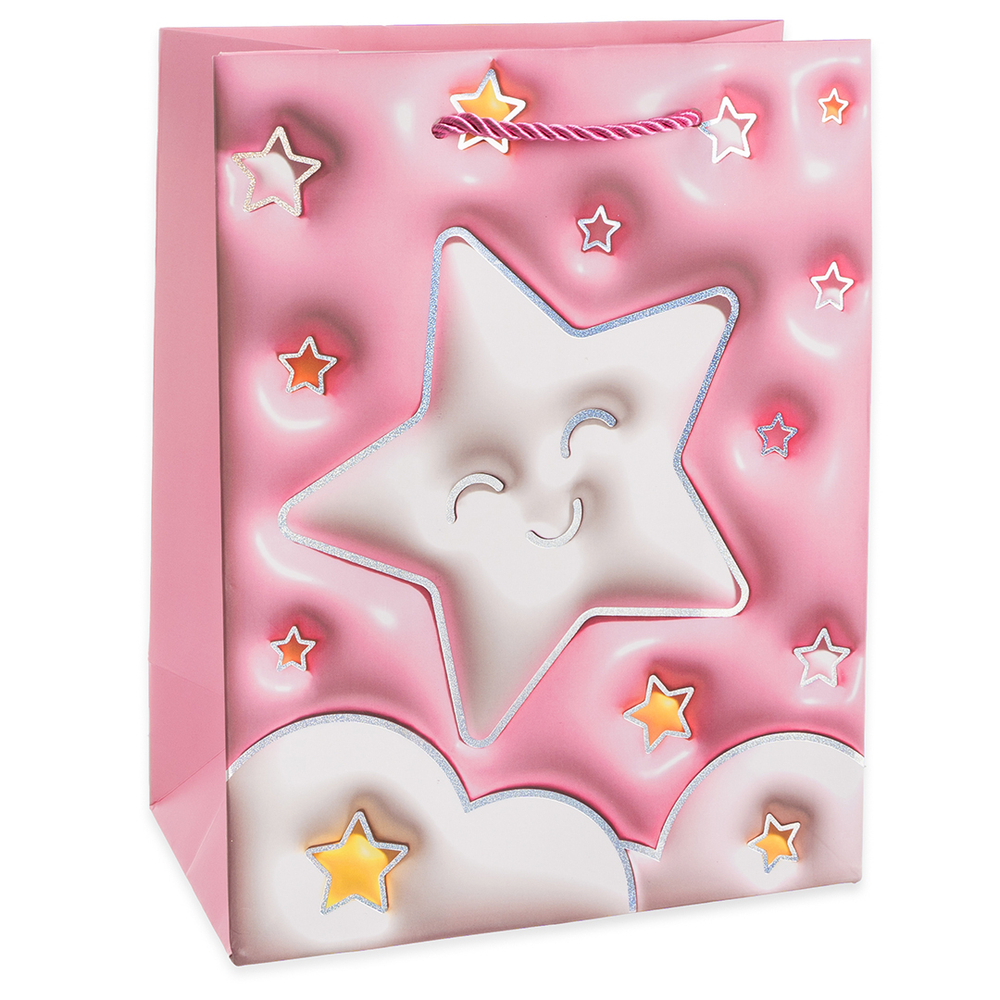 Пакет подарочный, Зефирная нежность, Дизайн №3, Металлик, 41*31*12 см