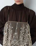 Топ-украшение вышитый камнями и пайетками бежевый