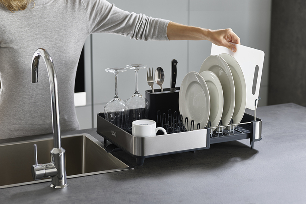 Сушилка для посуды раздвижная extend steel, серая