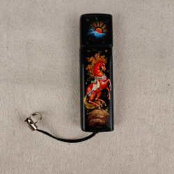 Флешка USB в футляре с ручной росписью "Сказочный конь"