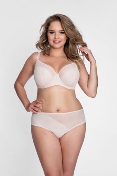 Бюстгальтер на косточках с чашками plus size из микрофибры и сетки (Размер: 75K) (Цвет: телесный)