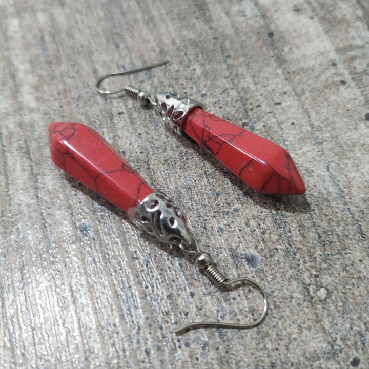 Серьги маятник Говлит красный