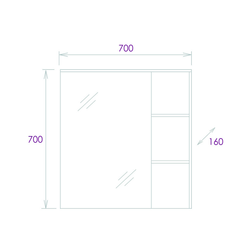 Зеркало-шкаф Onika Легран 70.00 Универсальный, Дуб галифакс (207036)