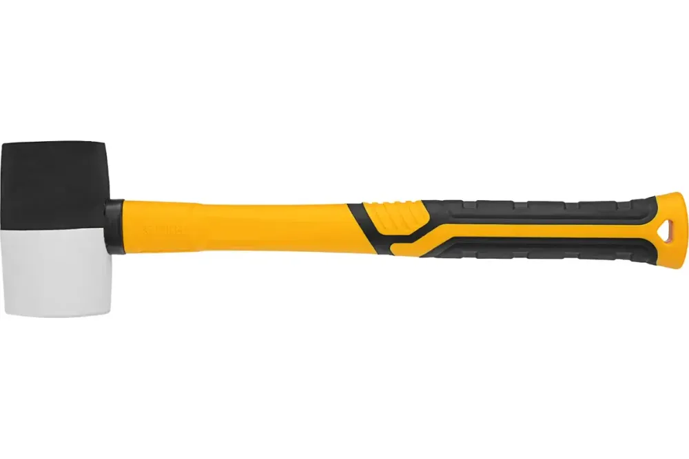 Киянка резиновая, 225 г, черно-белая, фибергласовая рукоятка c TPR покрытием Denzel, 11101