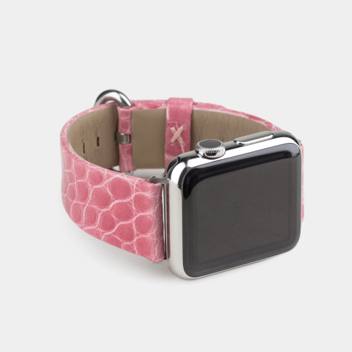 Ремешок для Apple Watch 44/45/46 mm  из кожи аллигатора, цвета бледно-розовый лак