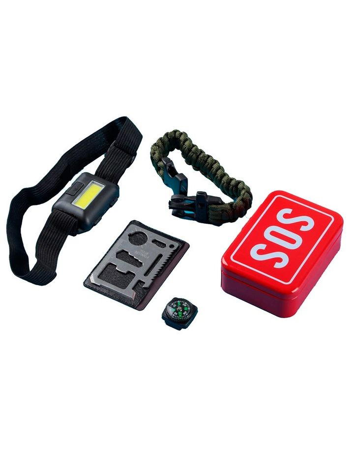 Набор для выживания 4в1 (фонарь налобный, карта выживания, паракорд, компас) 5087954