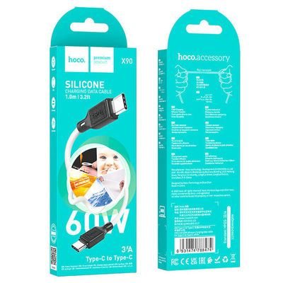 Кабель HOCO X90 Type-C-Type-C 60W 3A 1м Silicone White