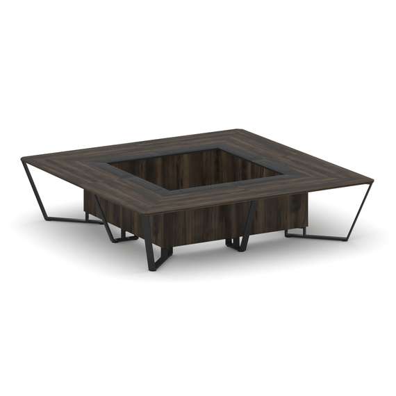 Steel Meet Стол переговорный квадратный KM-PR.B.SP-16K Дуб Мали/Графит Глянец/Металл Черный 3200*320