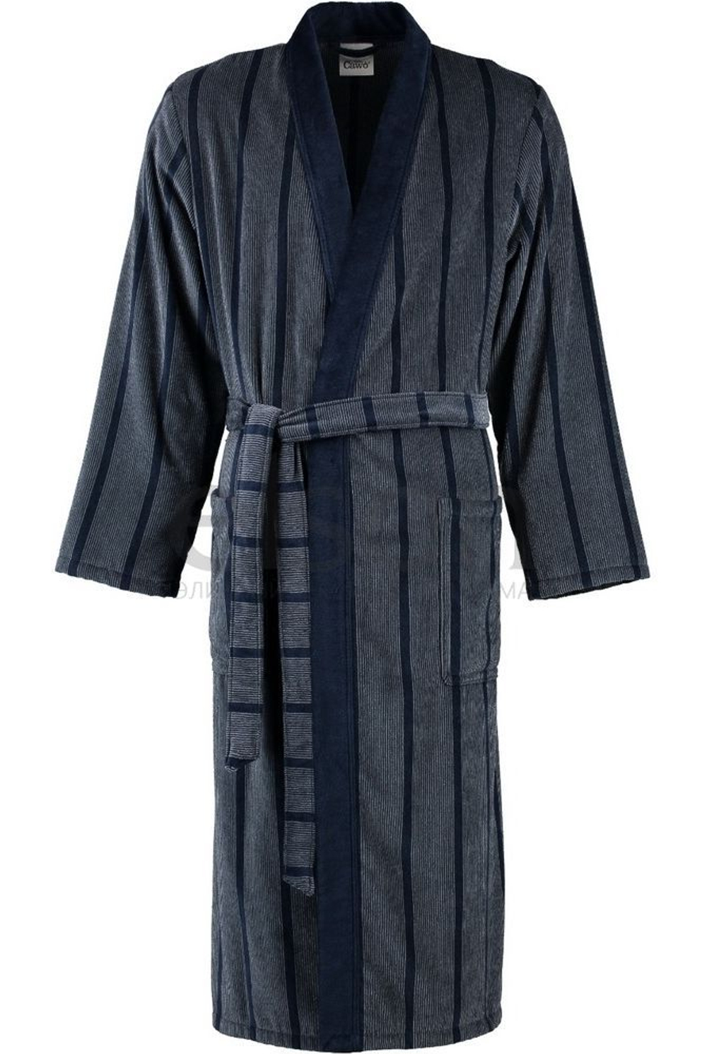 Элитный халат велюровый мужской 2830 синий от Cawo фото