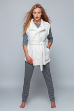 Плюшевая женская жилетка Coco с поясом (Размер: S-M) (Цвет: белый)