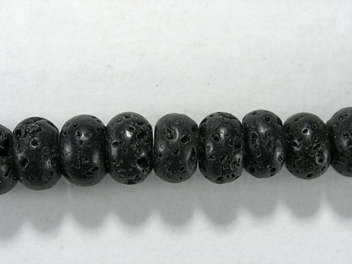 Бусина из лавового камня, фигурная, 5x8 мм (рондель, гладкая)