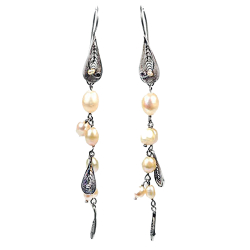 Серьги "Гаяне" жемчуг, скань асс.