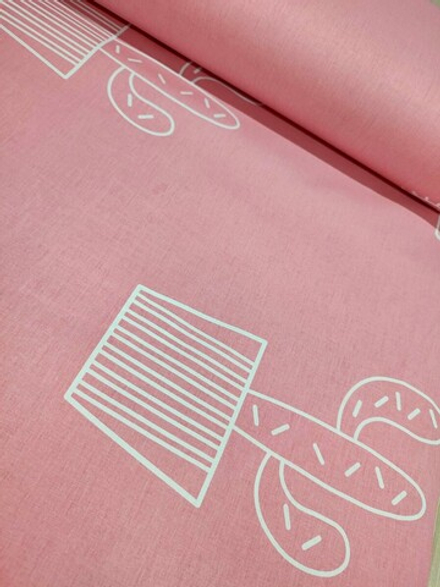 Ткань ранфорс (поплин люкс) "Кактус на розовом"