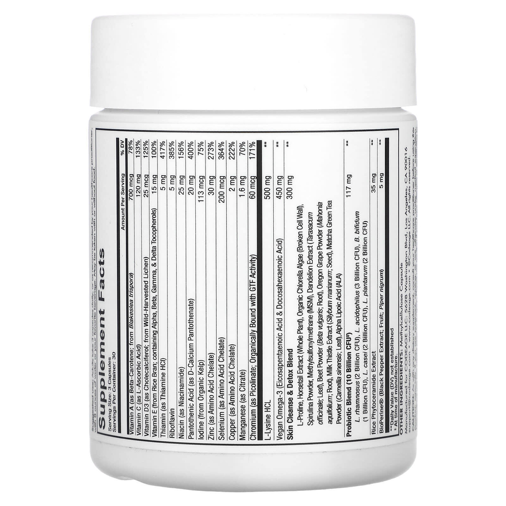 Codeage, Clearface Vitamins +, 90 растительных капсул