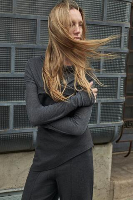 ZARA ФУТБОЛКА С ДРАПИРОВКОЙ, МАРЕНГО МЕЛАНЖ