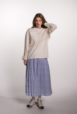 Юбка на кокетке из воздушного батиста, голубая