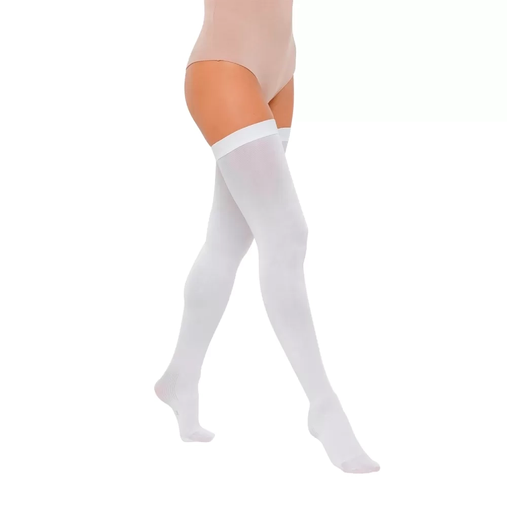 Чулки антиэмболические Интекс с резинкой на силиконовой основе 2 класс компрессии белый размер S