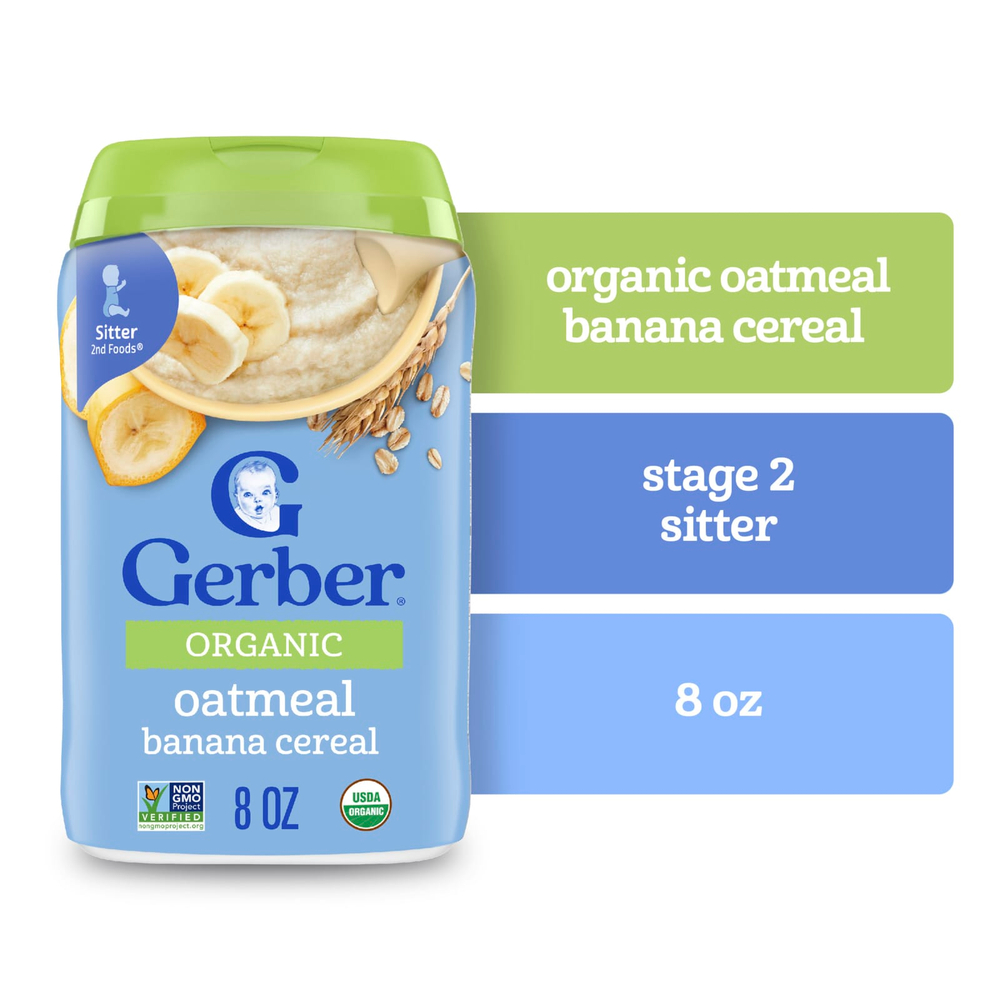 Gerber, Organic for Baby, Grain & Grow™, 2nd Foods®, овсяная и банановая хлопья, 227 г (8 унций)