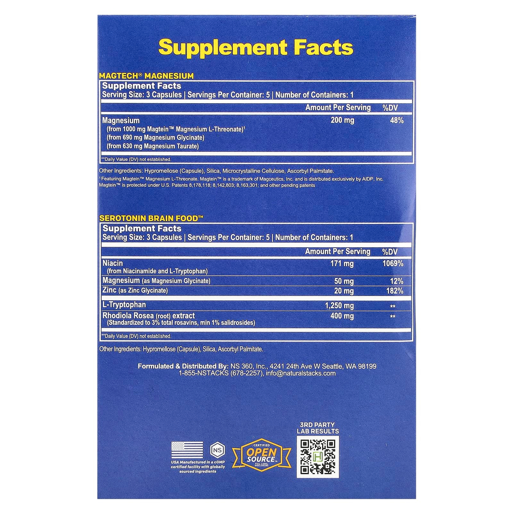 Natural Stacks, Mood Stack, набор для поддержки настроения, 2 флакона по 15 вегетарианских капсул в каждом