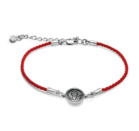 Красный браслет c образом Спиридона Тримифунтского и Хризмой