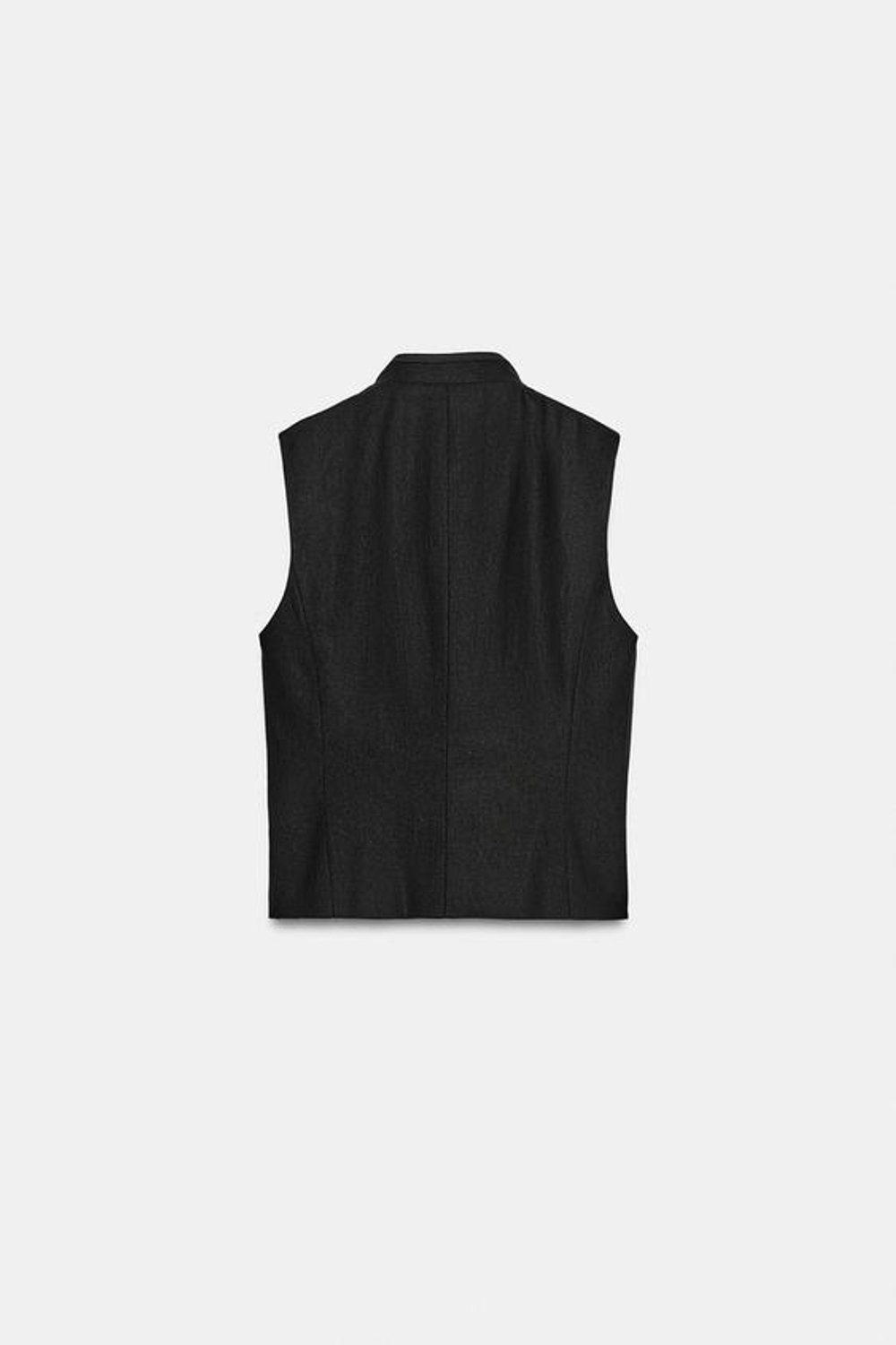 ZARA ОБЛЕГАЮЩИЙ ЖИЛЕТ С НАВЕСНЫМИ ПЕТЛЯМИ, ЧЕРНЫЙ