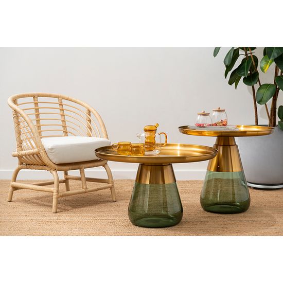 Столик кофейный dahl, D60 см, латунь/зеленый