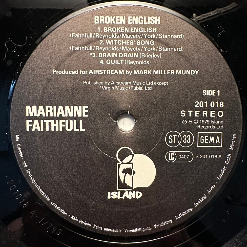 Marianne Faithfull - Broken English (Германия 1979г.)