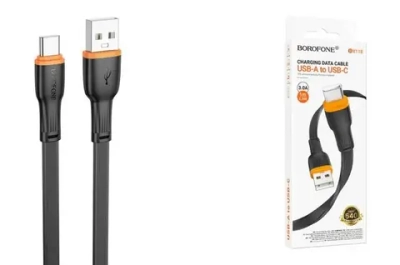 Кабель Borofone BX118 USB-Type-C 3A 1м TPE плоский Black