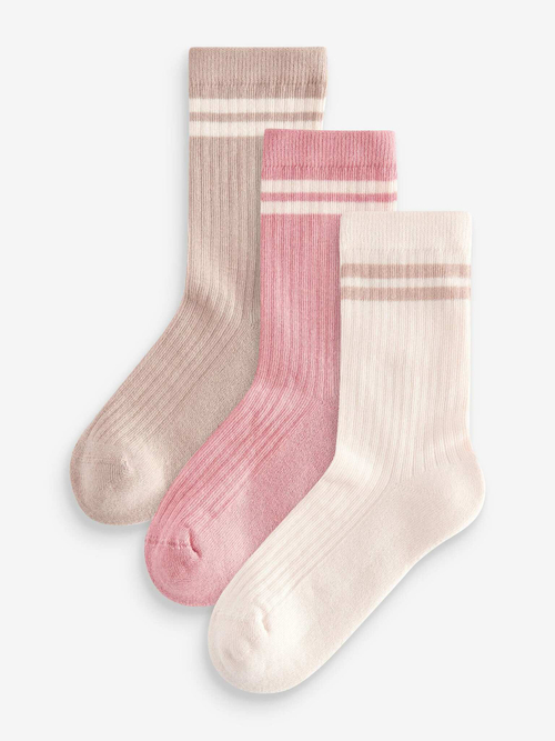 Носки хлопковые для девочки Next 112-331, 3 шт., Розовый, Бежевый