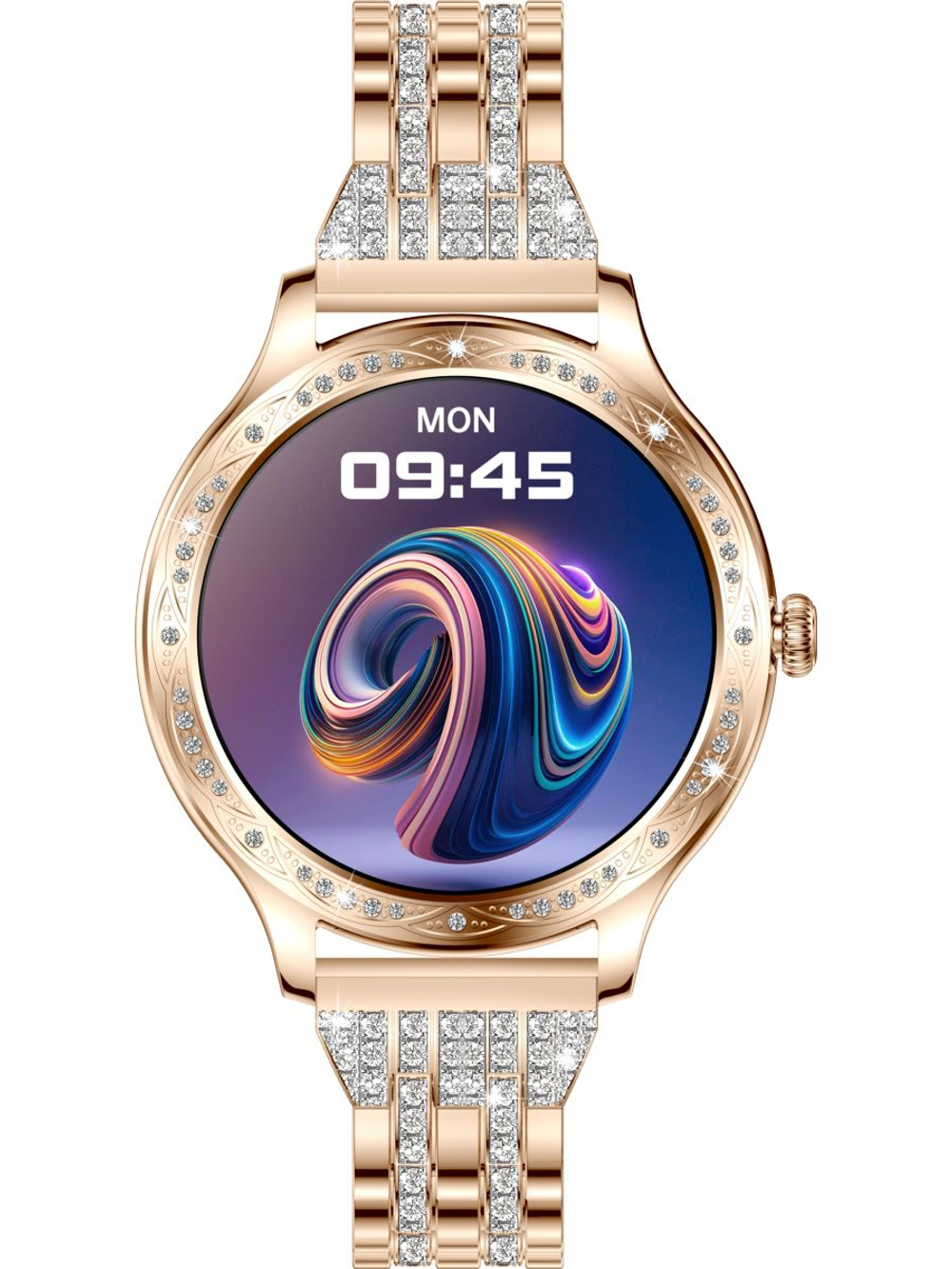 Смарт часы PARASMART Helenia AK60 (блочный браслет со стразами, золотистый)