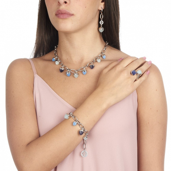 Серьги Boccadamo Caleida Blue XOR530A BL/S с агатом, кристаллами Swarovski