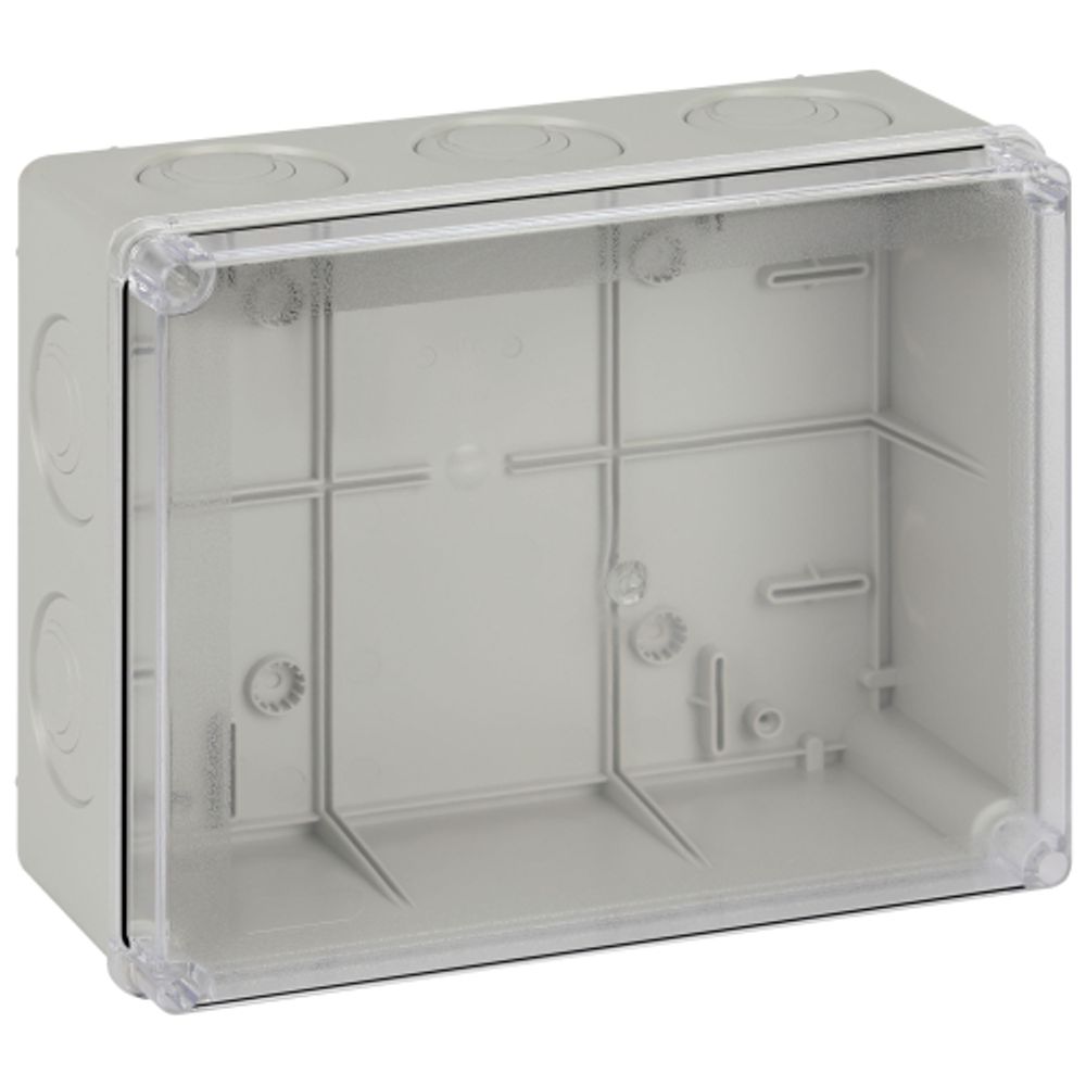 Распаячная коробка ЭРА KORvpk-240-195-90 ОП серая 240х195х90мм прозрачная крышка на винтах d25-3шт d32-2шт IP55