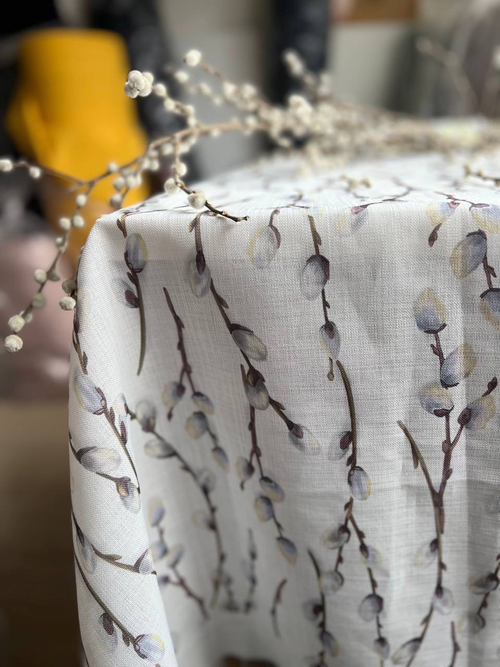 Ткань для скатерти "Верба" (линенс)