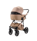 Детская универсальная коляска Adamex NOLA Natura CAMEL-5 (2в1) - Темно-бежевая ткань, Темно-бежевый экокожи