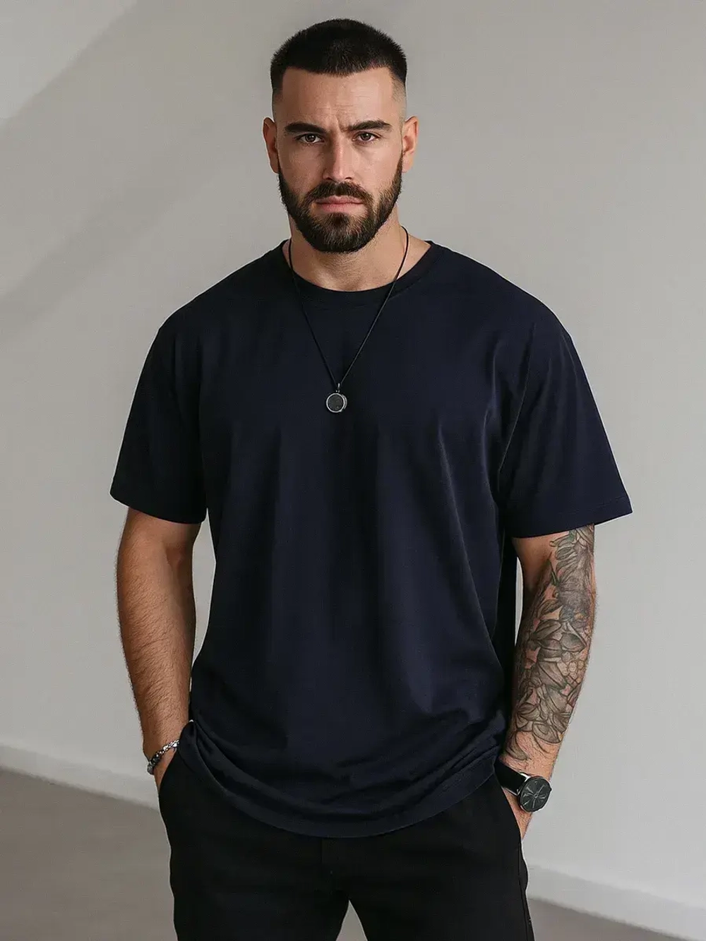 Футболка мужская летняя повседневная однотонная хлопок