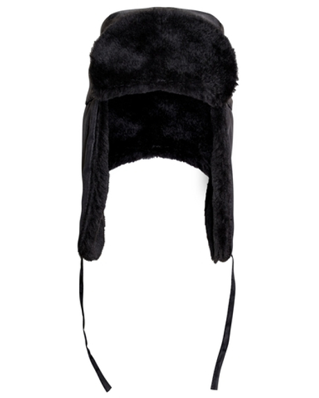 Шапка-ушанка "СИРИУС-ЛЮКС" черная (тк. Оксфорд)