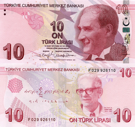 Турция 10 лир 2009 Кахит Арф UNC