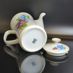 Кофейный чайник фарфоровый, изящный декор голубых цветов, Wloclawek porcelana, золочение, винтаж Польша, времён СССР 1967-1973 гг