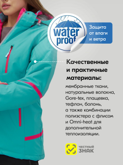 Горнолыжный костюм женский зимний бирюзового цвета 07091Br