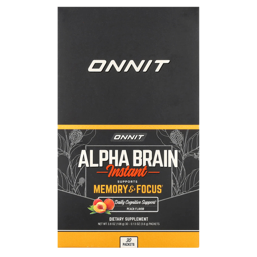 Onnit, Alpha BRAIN®, растворимый продукт, с персиком, 30 пакетиков, 3,6 г (0,13 унции) каждый