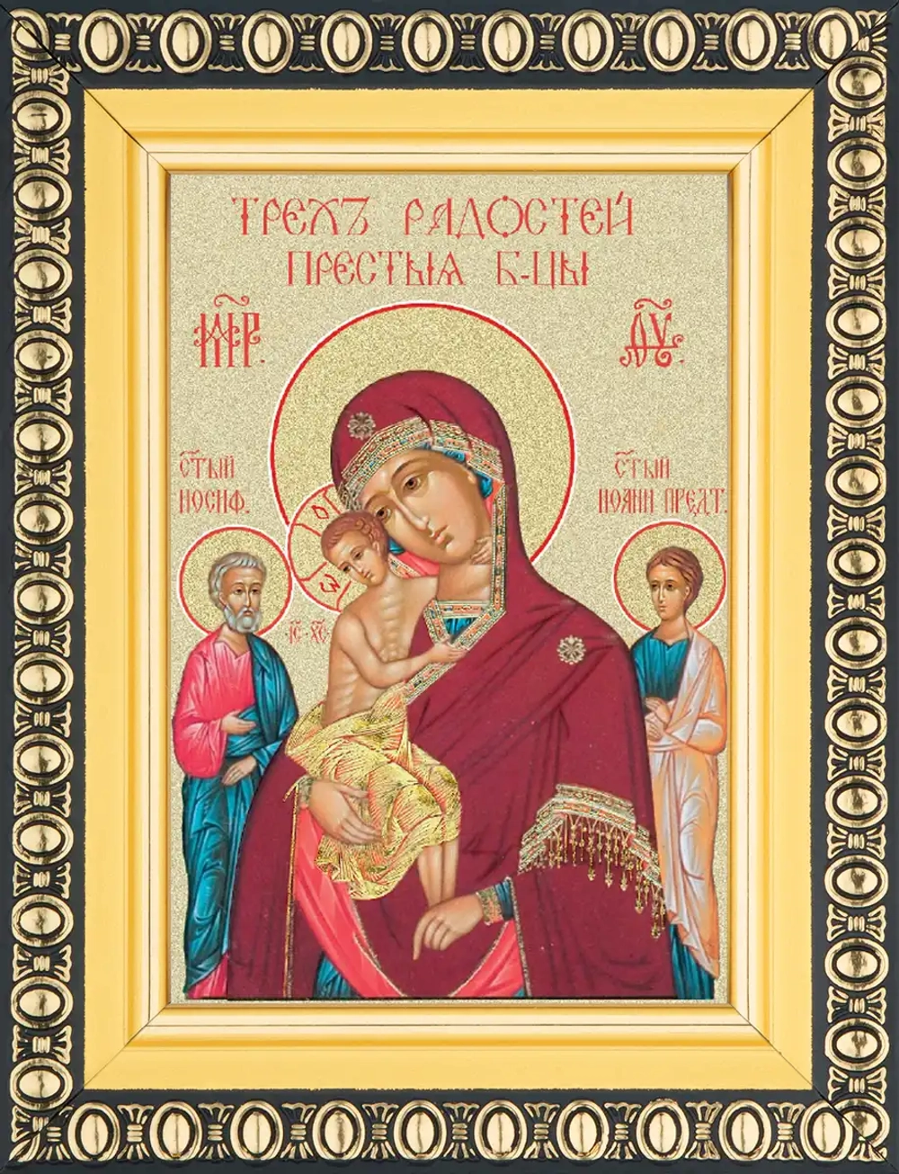 Икона БМ "Трех Радостей" 6х9 в раме 8х11