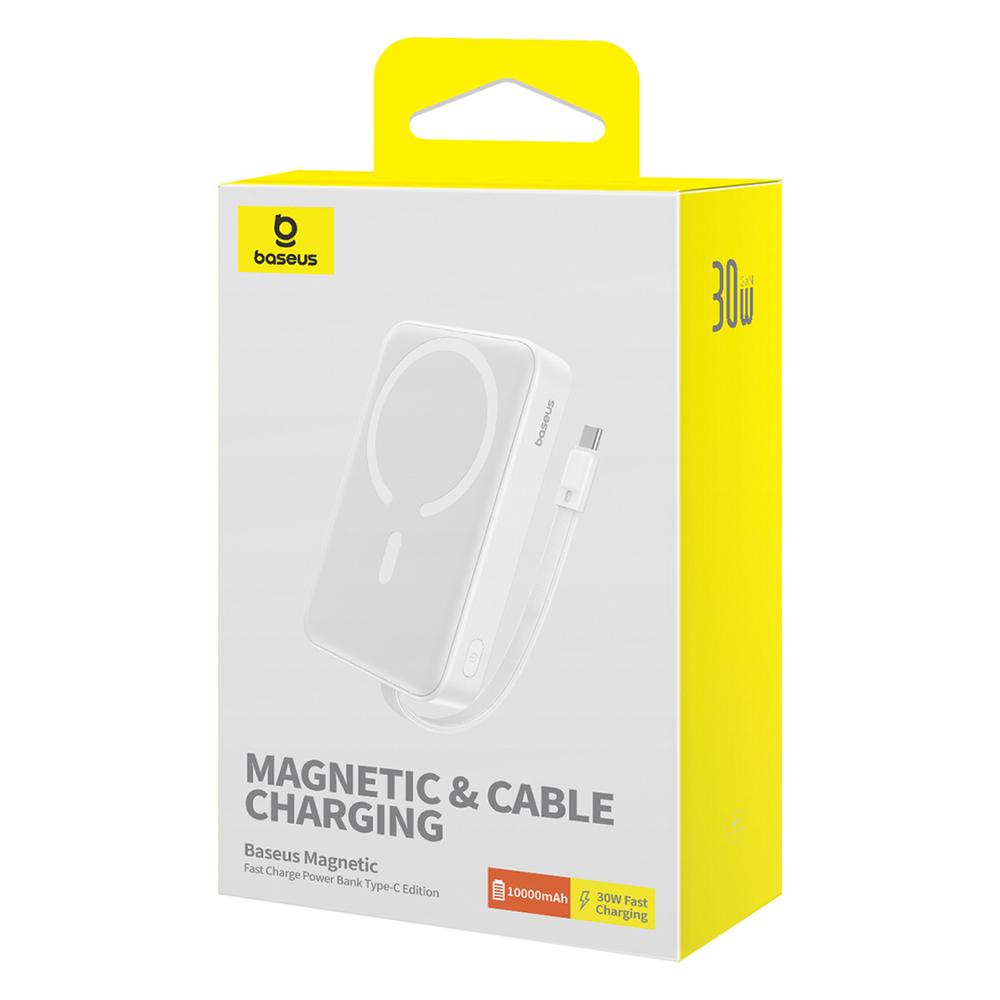 Внешний аккумулятор + Беспроводная зарядка Baseus Magnetic Mini Type-C Edition 2C+Qi 10000mAh 30W (MagSafe) - Stellar White