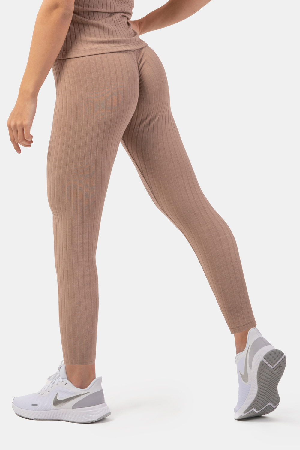 Леггинсы ORGANIC COTTON RIBBED HIGH-WAIST LEGGINGS 405 Бежевые