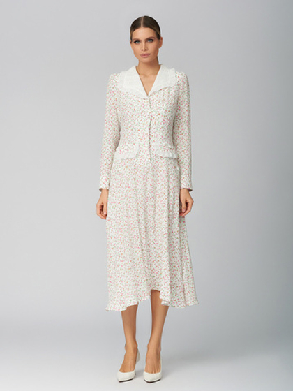 Платье миди с белыми воротниками