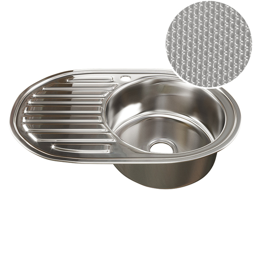 Мойка овал 77х50 (0,8) прав вып 3 1/2 MIXLINE 18см с сифоном ДЕКОР