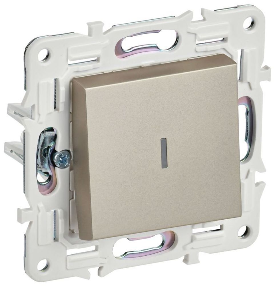 Выключатель проходной 1-кл. SKANDY 10А SK-V08Sh с индикацией шампань IEK SK-V12-1-10-K37