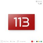 Номер на дверь квартиры 113, табличка на дверь для офиса, кабинета, аудитории, склада, красная 120х70 мм, Айдентика Технолоджи